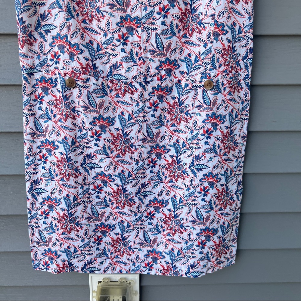 J.Mclaughlin Rue Patch Front Pockets Linen Dress Floral Multicolor Size S V-neck - Picture 3 of 14